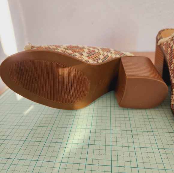London Rag size 7 Women’s Maya Multicolor Woven Open Toe Mule Heel Sandals(S300) - Picture 5 of 6